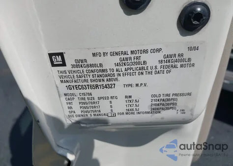 2005 Cadillac Escalade Standard from USA, damaged, VIN 1GYEC63T65R154327